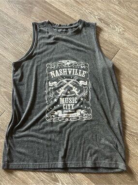 SHEIN Charcoal Gray Sleeveless Nashville Graphic Tee